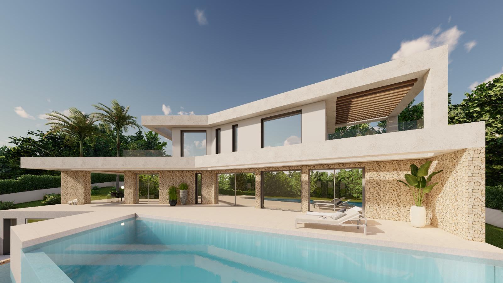Villa moderne de construction neuve à Jávea avec piscine à débordement