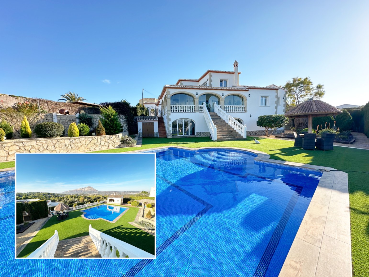 Villa renovada en Jávea Montgó con vistas a la montaña y piscina