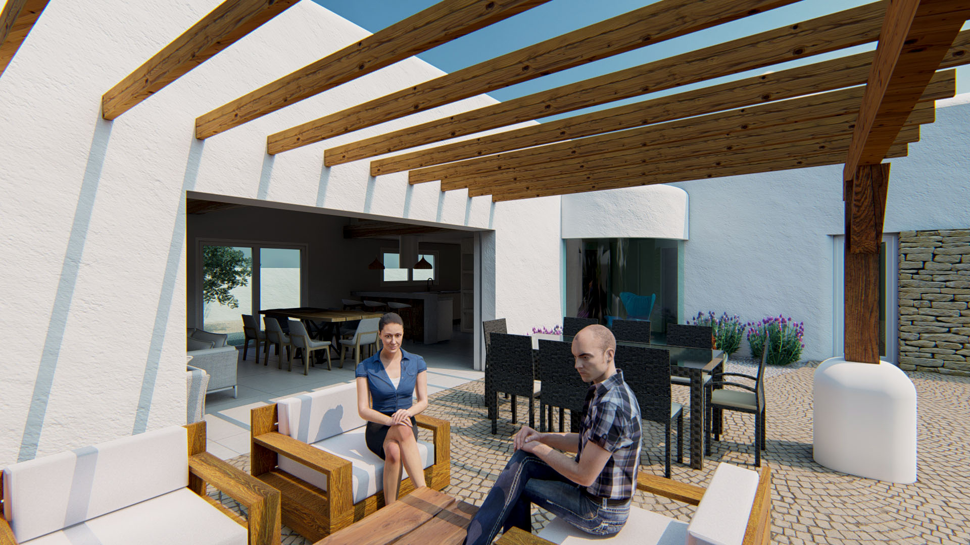 Villa de estilo ibicenco con piscina privada en Polop