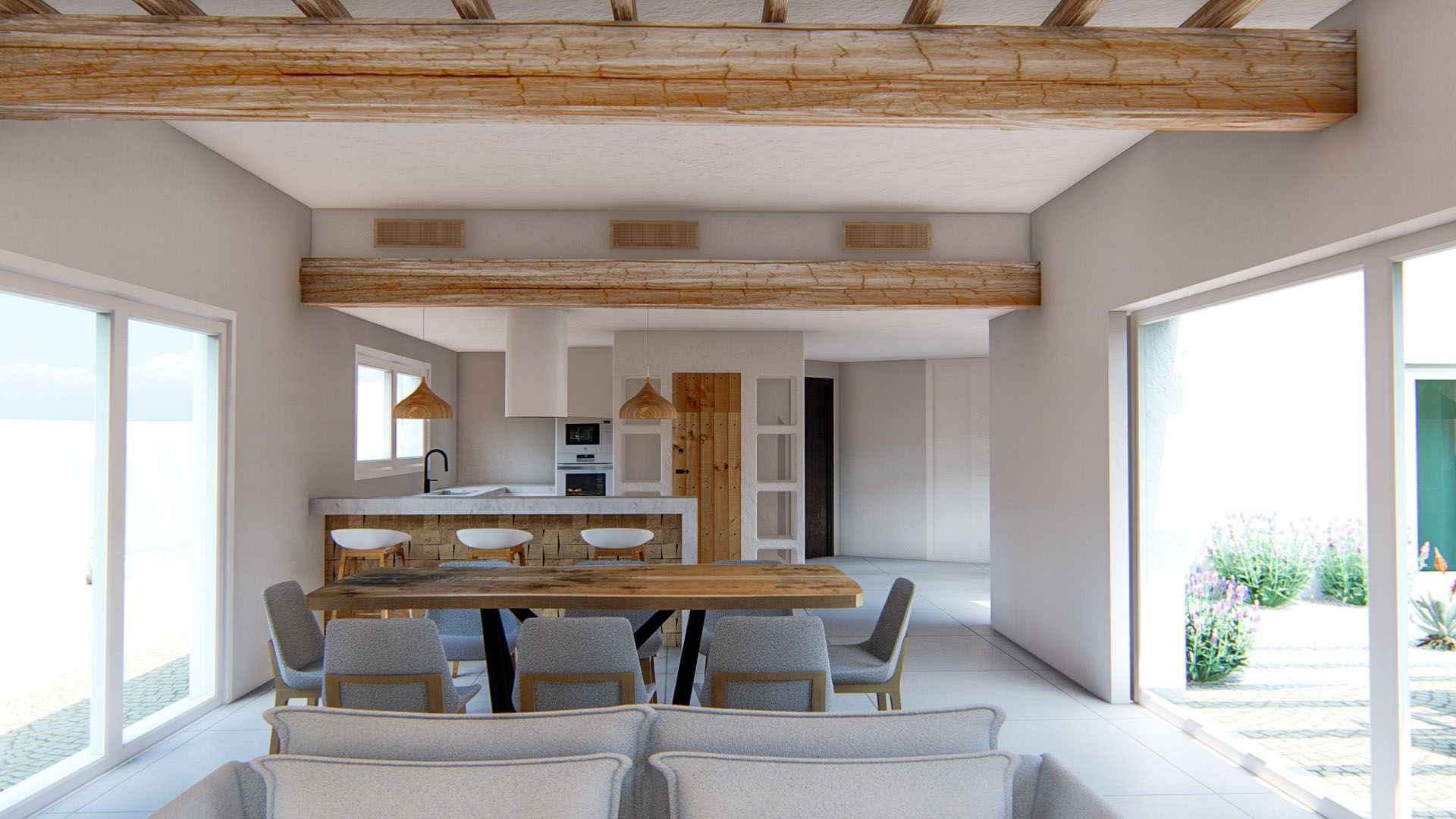 Villa de estilo ibicenco con piscina privada en Polop