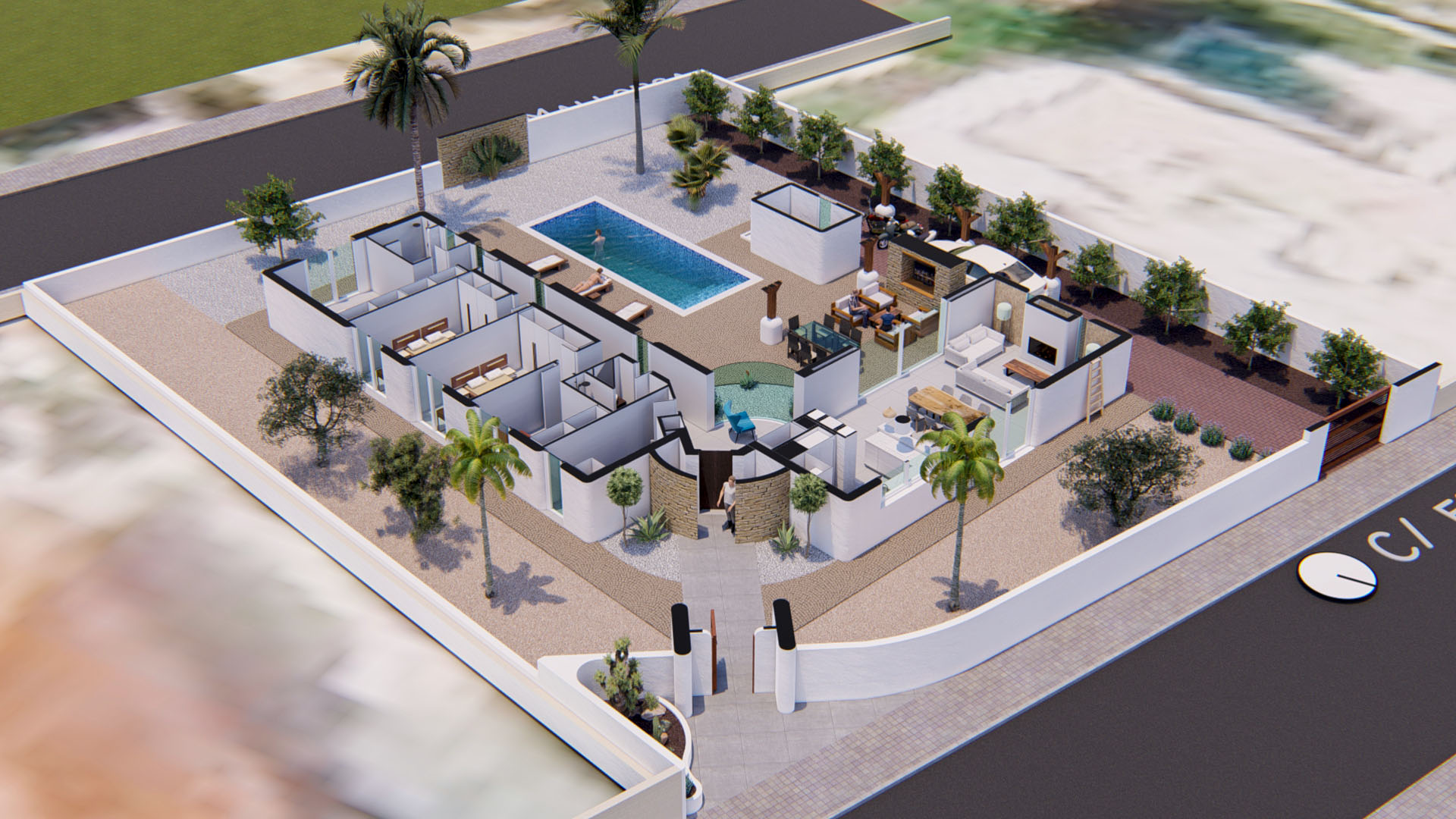 Villa de estilo ibicenco con piscina privada en Polop