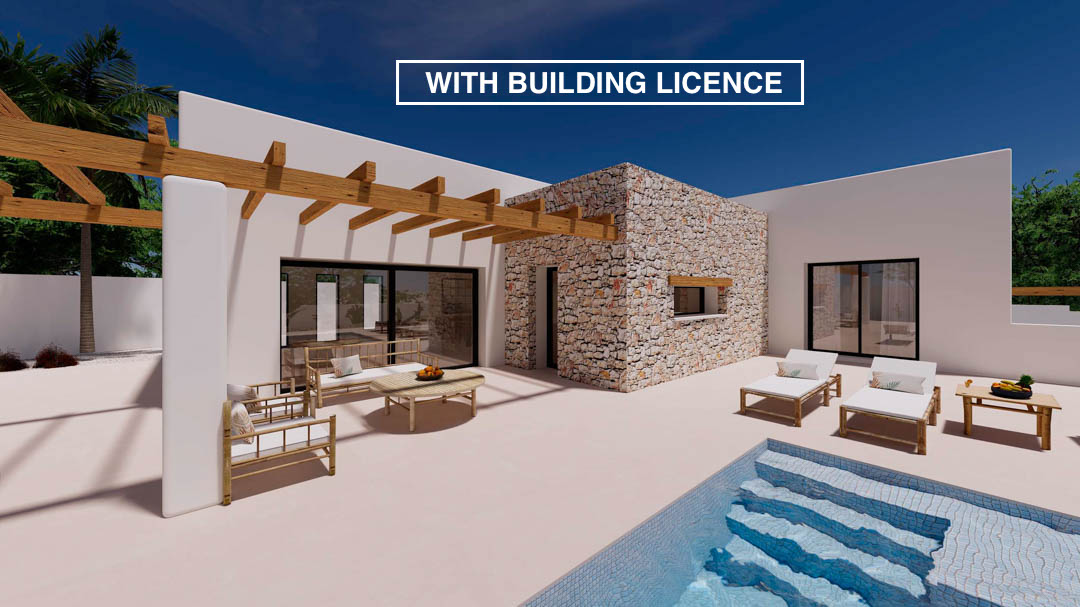 Proyecto de villa de estilo Ibiza en Moraira cerca de la playa