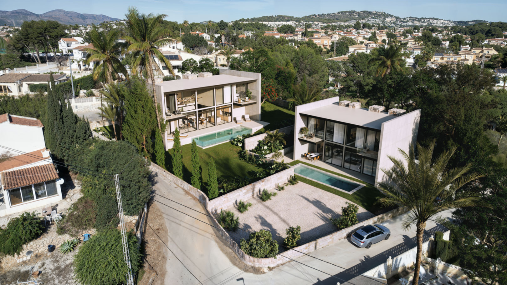 Villa de obra nueva en Calpe, Partida La Merced con piscina