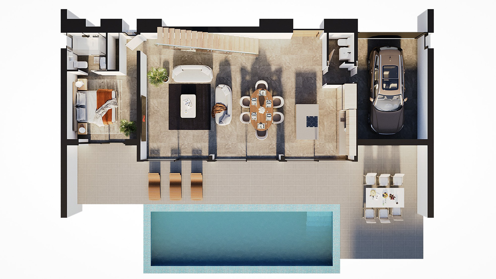 Villa de obra nueva en Calpe, Partida La Merced con piscina