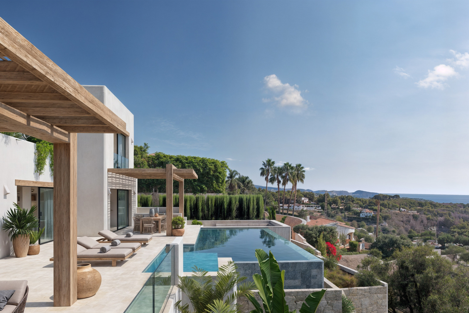 Villa de estilo Ibiza con vistas al mar en Benissa, Racó de Galeno